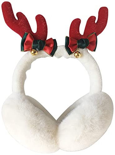 IHCEMIH Ear Muffs Women Girls Earmuffs Winter Accessories Fluffy Plush Adults Foldable Outdoor Thermal Ear Warmer Skiing Running Christmas Ears Covers Protector from Wind Cold Gift for Girls White