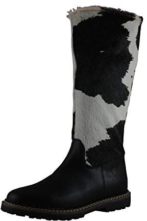 Ammann Damen Stiefel Montana schwarz/Weiss Kuhfell/Leder Lammfellfutter Profil Gummisohle Größe 39