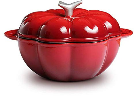 Pentola in Ceramica, pirofile con coperchi Casseruola in ghisa binaurale (Rosso)