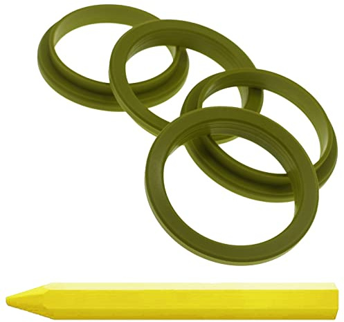 4X Zentrierringe 72,2 x 57,1 mm Gelb Felgen Ringe + 1x Reifen Kreide Fett Stift