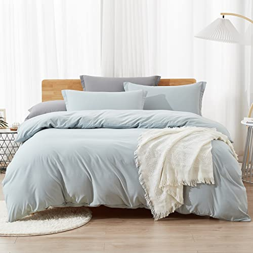 Dreaming Wapiti Duvet Cover Queen,Washed Microfiber Cornflower Blue Queen Size Duvet Cover Set,Solid Color - Soft and Breathable with Zipper Closure & Corner Ties (Cornflower Blue,Queen)