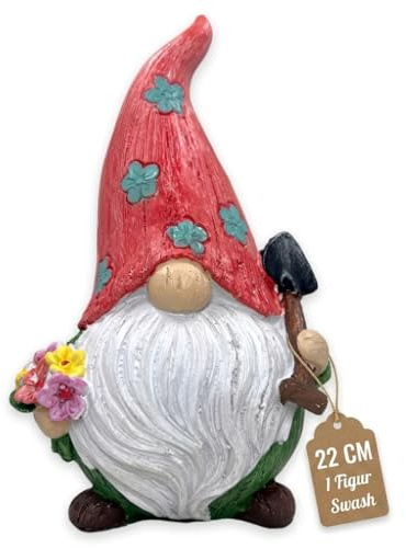 MIJOMA Gartenzwerg Gartengnom GNOME Dwarf Garten Dekoration Gartendeko Wichtel Zwerg für den Garten Wohndekoration Deko für Terasse für Balkon (Grüne Jacke - 22cm)