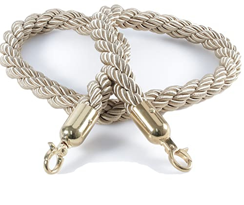 Kerafactum Seil Absperrband Tau mit Karabiner Haken Absperrkordel Kordel zur Absperrung extra dickes Absperrseil Band als Deko Handlaufseil bzw. Handlauf geeignet Ø 32 mm 150 cm gold gold