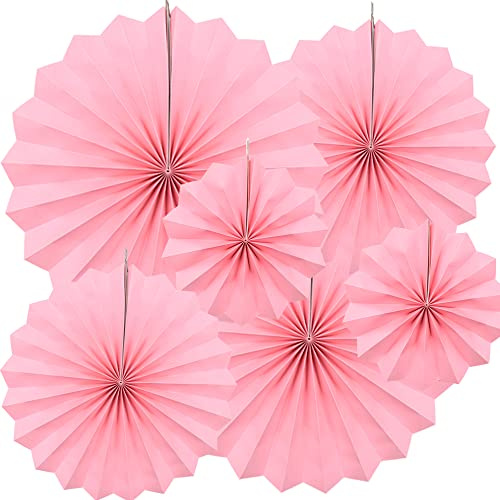 Yosawa 6 Stück Papierfächer Blumen hängende Papierfächer Dekoration für Geburtstag, Hochzeit, Weihnachten, Abschlussfeier, Mottoparty (rosa)