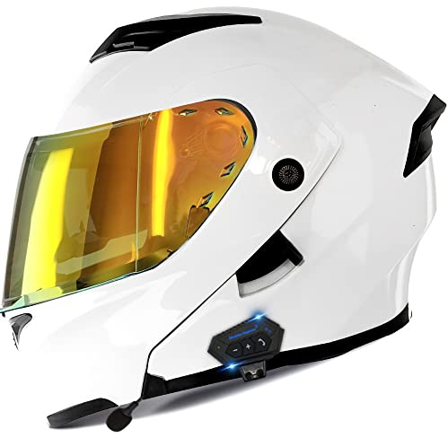 Bluetooth Motorradhelm Motorrad Klapphelm Modularer Helm mit Doppelvisier, ECE Genehmigte Kopfhörer für Automatische Antwort, Vollvisierhelm für Erwachsene Männer Frauen, S-XXL