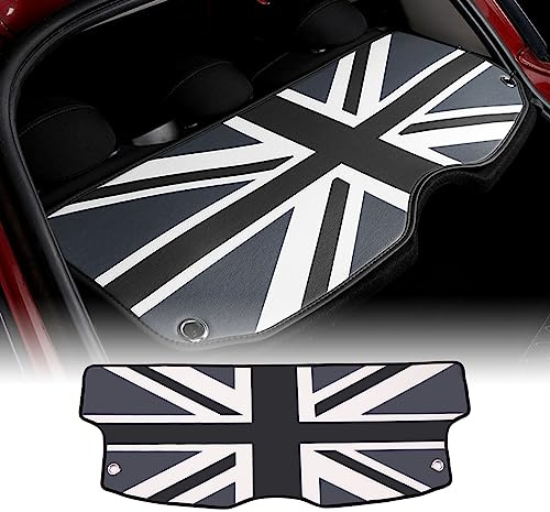 FDAIUN for BMW Mini Cooper F60 Countryman Leather Car Boot Trunk Parcel Shelf Tray Cover Leather Mat Protection Car Interior Accessories (Union Jack Gray)