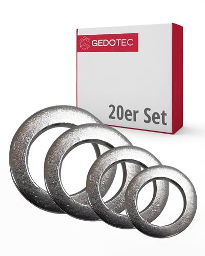Gedotec Unterlegscheiben sortiment aus Stahl I je 5 Stück D: 9mm, 10 mm, 11 mm, 13 mm I Distanzscheiben verzinkt I mit Rostschutzbeschichtung I Optimale Ausrichtung von Türen und Fenstern