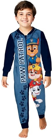 United Labels Paw Patrol Jumpsuit für Jungen, Blau, 110-116, Fleece Overall Langarm, Einteiler Schlafanzug, Kuschelanzug für Kinder
