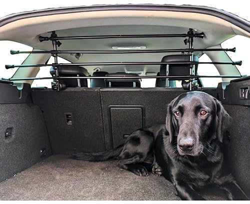 Speedwellstar Hundeschutzgitter Auto Kofferraum Universal Verstellbar - Schwerlast Metall Haustier Barriere mit Kopfstützenbefestigungen - Sicherheit Reise Trennwand für Hunde - Extra Stark