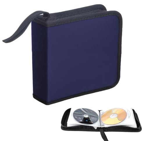 SVUPUE CD Tasche, CD DVD Discs Aufbewahrungstasche für 40 Discs, CD Aufbewahrungstasche für Auto und Zuhause, Blau