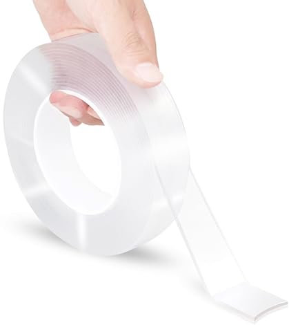 HonGien Strong Double Sided Adhesive Tape Transparent Double Sided Tape Reusable Transparent Nano Adhesive Tape Washable Strong and Non-Marking Suitable for Photo and Poster Decorations（W2cm*L5m）