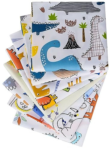 BrightGlow 8 Stück 25 * 20cm Baumwollstoff Stoffpakete 100% Baumwolle Quiltingstoff Bündel ZUN Nähen DIY Handwerk Patchwork Stoffe Baumwolltuch Quilting Stoffreste Dinosaurier
