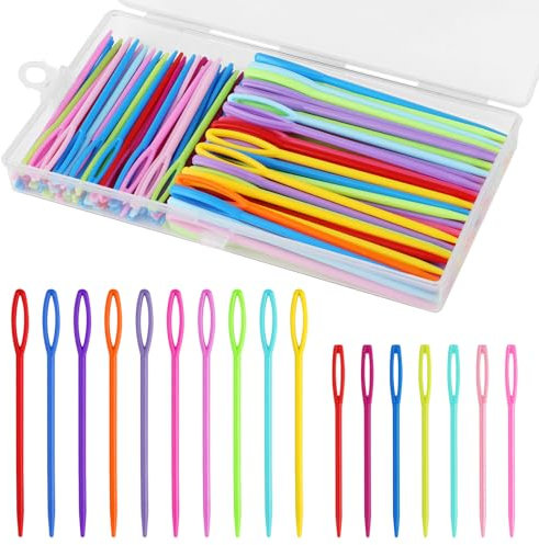JIANGZHIB 120 Stk Kunststoff Nähnadeln Webnadeln, 7 cm / 9 cm Plastic Sewing Needles, Bunte Nähnadeln mit Großem öhr, Webnadeln für Kinder, Kunststoff Wollnadel Zum Vernähen für DIY Handnähen