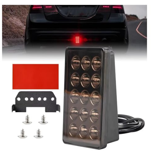 QILINGS Luci Terzo Stop Auto 12V Universale F1 Luce stroboscopica Flash LED fanale Posteriore 3a Spia Luminosa Lampada di Segnalazione affumicata 15 LED Luce Freno Luce Stop Terza Luce Stop