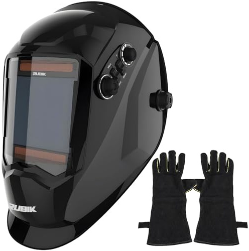 Welding Helmet Auto Darkening,Large Viewing 3.94''×3.66 True Color Welding Hood 1/1/1/1 Solar/Battery Powered Welding Helmet with 4 Arc Sensor Wide Shade 4/5-9/9-13 for TIG MIG ARC Cut and Grind