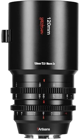 Objectif cinéma 7artisans 120 mm T2.9 Macro 2X, Objectif cinéma à Mise au Point Fixe Manuelle Compatible avec la Monture Nikon série Z Z9, Z62, ZF, Z7, Z72, Z6