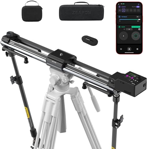 Zeapon Micro4 E1000 - Deslizador de cámara motorizado de doble distancia, motor de alta velocidad y bajo ruido, carga útil de 107 cm, deslizador compacto de 107 cm con funda de transporte, pantalla
