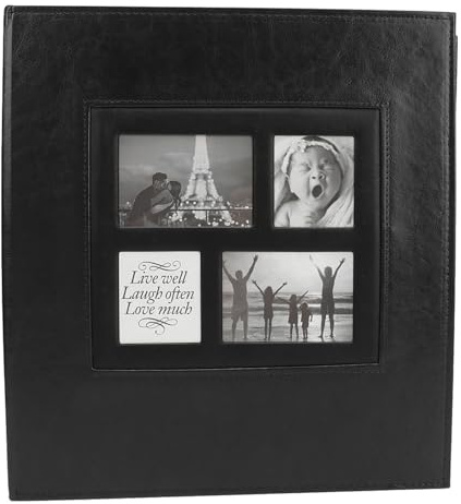 Album Fotografico in PU, Album con Inserti Portatili per Registrare Ricordi Preziosi per il Compleanno (BLACK)