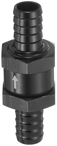 sourcing map Clapet anti-retour de carburant de 12 mm, anti-retour à sens unique, accessoires de contrôle en alliage d'aluminium pour essence, diesel, gaz, huile, air, eau, noir