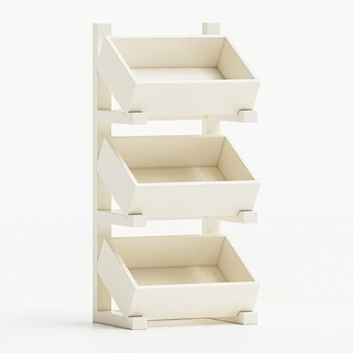 ZYJIX Organizador De Estanterías: Estantería De 3 Niveles De Pie con Un Ensamblaje Fácil para Sala De Estar Y Cocina, Acabado De Cereza, Diseño De Ahorro De Espacio(Size:3 Tier,Color:Blanco)