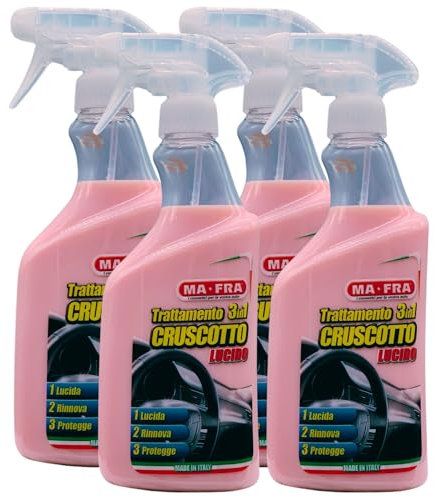Detergente Spray TRATTAMENTO 3In1 CRUSCOTTO LUCIDO, Ideale Per Rinnovare, Lucidare e Proteggere Il Cruscotto Auto, Con Azione Ravvivante 500ml (4 Spray)