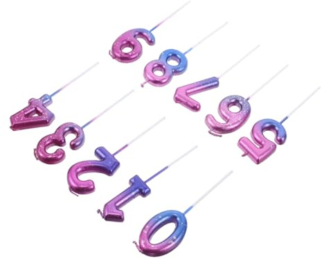 Cabilock 10PCS Gradient Number Candles with Sturdy Base for Birthday and Wedding Cake Decoration Creative for Festive Celebrations and Party Centerpieces