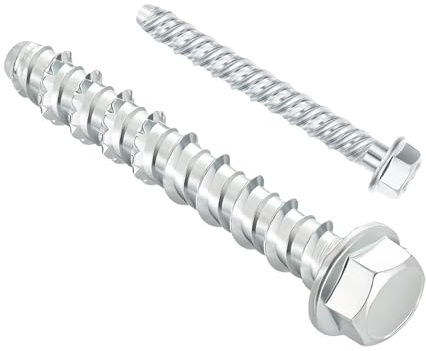 DAIRYCOF M8x75mm Concrete Screws, 20 Pack Flange Hex Head Concrete Bolts 75mm - Zinc Plated Steel M8 Self-Tapping Masonry Screws for Brick Wall, Outdoor Use in Decking, Fencing, Wood, Stone