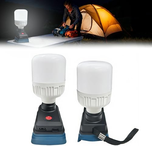 L1NXIXI LED Battery Lamp for Bosch 18 V Battery with 2 Bulbs, 48 W 4800 LM LED Construction Spotlight with USB + Type C (without Battery)