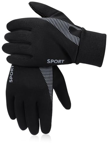 InfiniZer Kids Winter Bike Gloves for Boys Girls Thermal Non-slip Ski Glove Windproof Warm Football Sports Gloves for Children Outdoor Running Camping Cycling (Black, L)