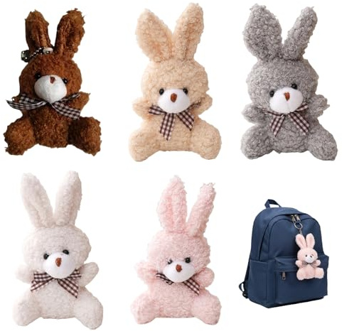 CZAYEFNH 5er Set Mini Kuschelkaninchen für Ostern, weiche Plüschmaterialien, mit PP-Füllung, farbenfroh und perfekt für Partys & Dekorationen, Schlüsselanhänger & Taschen
