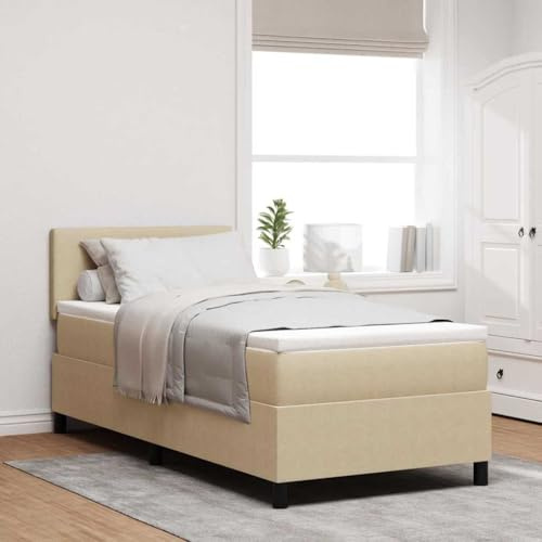 QZZCED Bett Typ Box Spring, Hellgrau und Weiß, 203 x 100 x 88 cm, mit verstellbaren LED-Lichtern und verstellbarem Kopfteil, Memoryschaum-Matratze für Unterstützung und Komfort, Design
