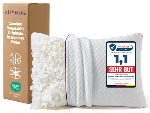 KUSNUG Memory-Schaum-Kissen 40 × 80 cm, höhenverstellbar, alle Jahreszeiten