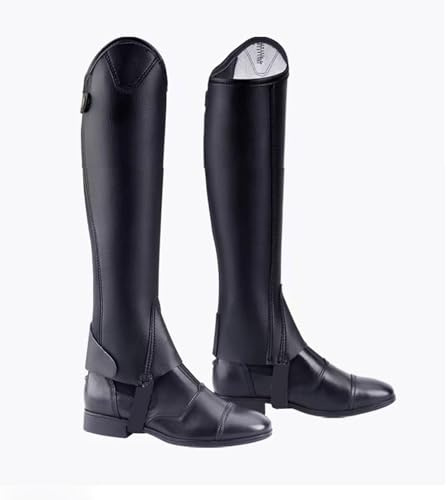 Fabater Barn Halv chap, Syntetläder Zip Up Par Ridsport Engelsk Ridning Unisex Barn Half chap, Bekvämt Starkt Grepp med Bottensnäpp Stängning Design för Ridning (CXS)