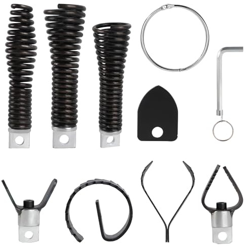 8pcs Pipe Cleaning Machine Drill Attachment Kit, Professional Snake Pipe Cleaner Combination Cutter Heads with Wrench for All Standard Drain Cleaners Accessories Compatible with 5/16 to 3/4 Cables
