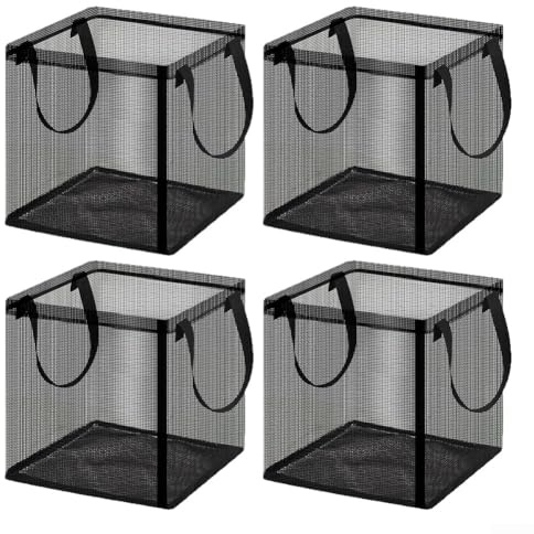 Lot de 4 paniers de plantation en maille avec poignées pour plantes aquatiques, y compris les nénuphars, les lotus et les herbes de bassin, pots en maille plastique robuste pour bassin d'eau, jardin