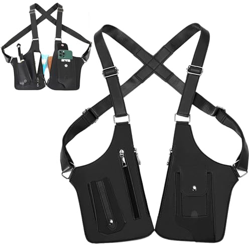 MINGJAY Männer Achseltasche Doppelriemen,Verstellbare Achselholster Tasche,Anti-Diebstahl Schulterholster,Diebstahlsichere Unterarmtasche,Brusttasche für Reise,Business & Outdoor