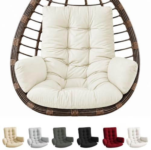 bechoanigel Cojín para sillón colgante, cojín para interior, cojín para jardín, silla mecedora gruesa, para columpio, cesta colgante, color crema