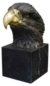 Antike Fundgrube Bronze Figur Adlerkopf aus Bronze auf Marmorsockel | Skulptur Tierfigur | H: 20 cm (8604)
