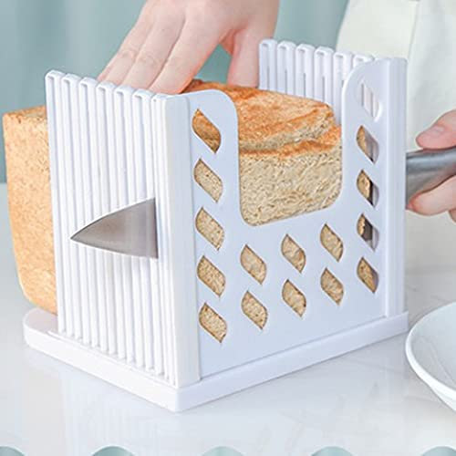 Bread Cutter, Bread Slicer Toast Slicer Toast Cutting Guide Adjustable to Your Bread Size - 4 Bread Width Slice Sizes with Crumbs Tray for Homemade Bread Loaf Cake Bakery Kitchen Tool