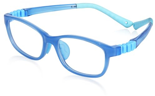 FONHCOO Blue Light Blocking Glasses for Kids, Boys & Girls Unbreakable Frame Computer Gaming TV Phone Glasses with Glasses Strap, for Children Age 5-10
