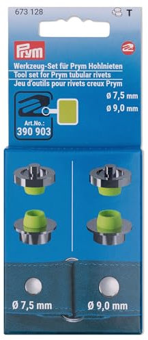Prym 673128 Werkzeug-Set Hohlnieten ø7,5&9mm für Vario Creative Tool, silberfarbig, hellgrün