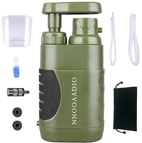 Tragbare Wasserfilter-Wasseraufbereiter-Pumpe, mit interner Kohle- und Ultra-Filter-Montage, 0,01 Mikrometer, absolute Hohlfaser-Membran, Überlebensausrüstung für Camping, Wandern und Notfall