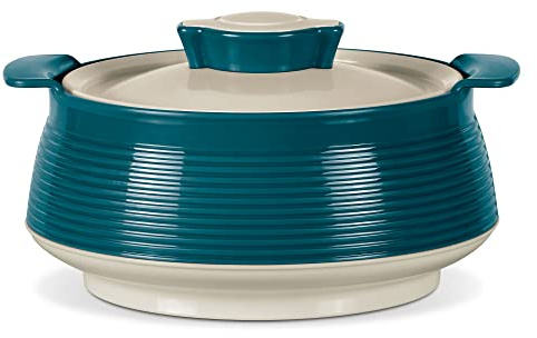 MILTON Venice 2000 Double Walled Inner Stainless Steel Serving Casserole, PU Insulated Kitchen Hot Pot, Keeps Food hot & Fresh for Roti, Biryani, 1850 ml, Marble Green