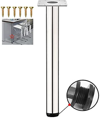 Meiping910226 Verstellbar Tischbeine aus Edelstahl,1 STK Verstellbar Möbelfuß Tischbein Verstellfuß Füße Rund,Regulierbare Höhe 20MMM,für Arbeitsplatte/Einheit/Frühstück Bar/Schreibtisch (H: 72.5cm)