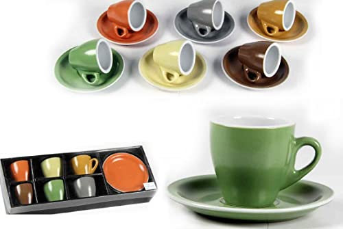 Gicos Set 6 tazzine caffè Coffee con piattino in Ceramica Colori Assortiti 88 CC Life QEZ-669217