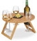 Relaxdays Tavolino Pieghevole, Vassoio per Letto e Picnic, Gambe Richiudibili, bambù, Rotondo, HD: 22 x 39 cm, Naturale