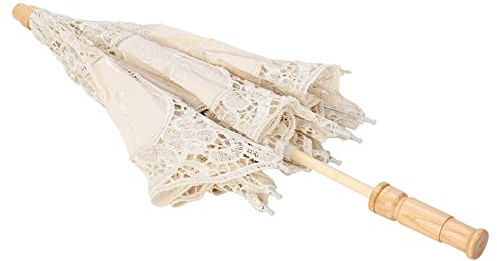 Dioche Sonnenschirm Mumusuki Spitze Regenschirm Seidentuch Handgemachte Spitze Blume Stickerei Sonnenschirm Hochzeit Braut Fotografie Regenschirm Beige
