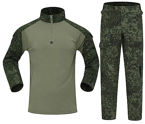 Caxndycing Tarnanzug Herren Tactical Shirt und Airsoft Hose Jagdbekleidung Herren Taktische Schießen BDU Softair Uniform Set in vielen Farben Outdoor Camouflage Jagdbekleidung Outdoor Freizeitanzug