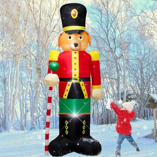 Ycolnaefllr Decoración inflable de Navidad de 8 pies: soldado cascanueces inflable de Navidad con luces LED integradas, decoración inflable gigante de Navidad