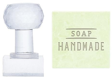 PH PandaHall Handmade Soap Stamp Soap Embossing Stamp Acrylic Stamp with Handle Rectangle Soap Chapter Imprint Stamp for Handmade Soap Cookie Clay Pottery Stamp Biscuits Gummier Making Projects